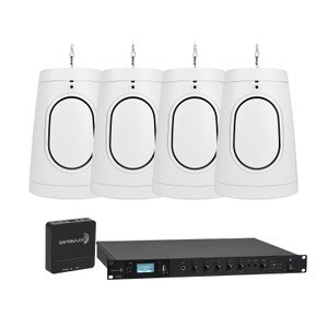 Commercial Four Speaker Sound System for Small Cafe Bar Restaurant Brewery Starter Package with FREE Wi-Fi Streamer White